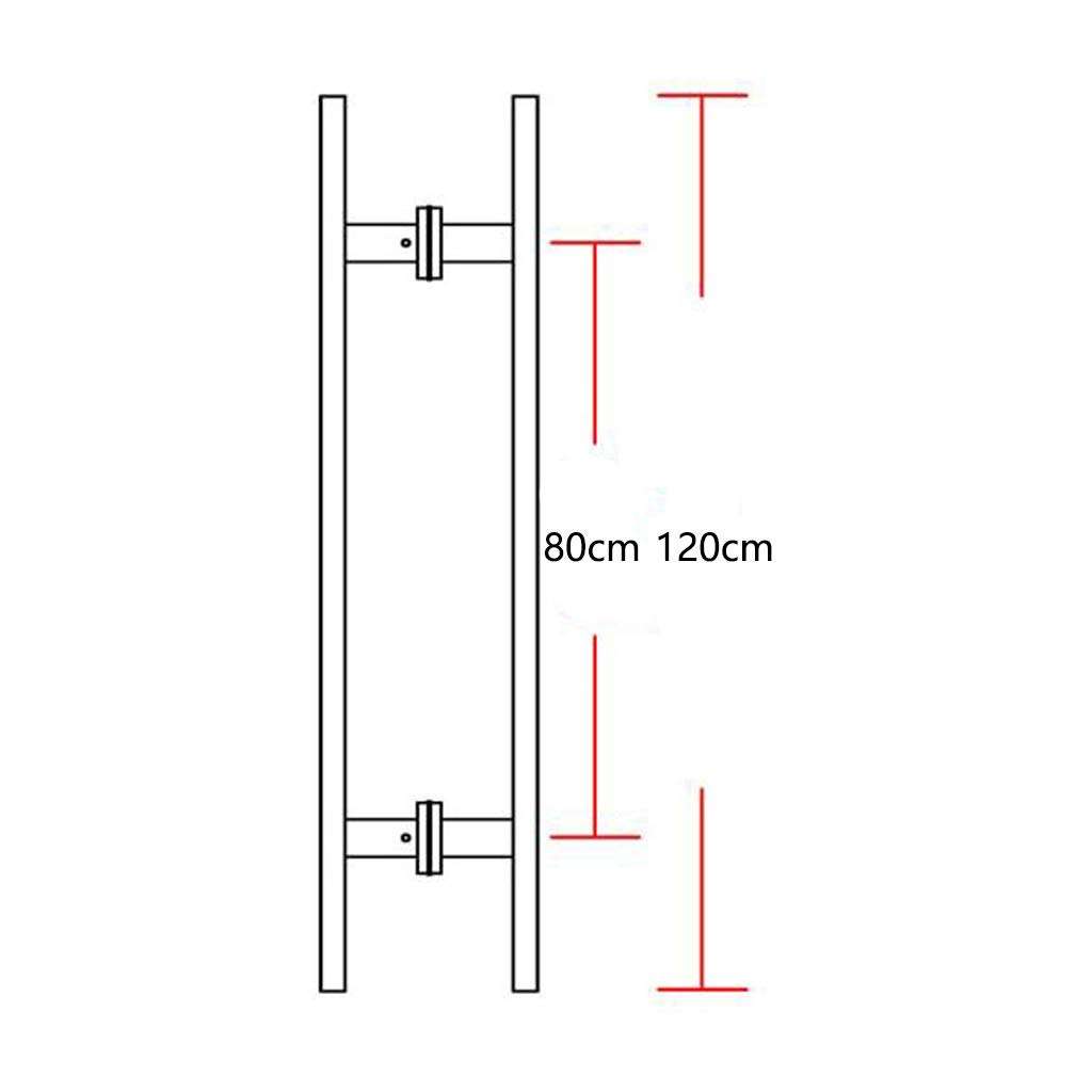 JF-Handrails Heavy Stainless Steel Door Handles, Square Tube Sliding Door Handle, Suitable for Glass Door/Wooden Door/barn Door, 12080cm 2