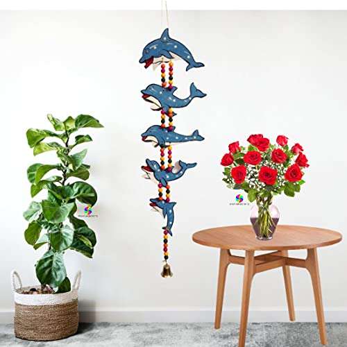 DRAVY HANDICRAFTS Hanging Fish Hand-Painted Door Latkan Toran for Pooja Decorative Wall Hanging Balcony Decoration Hanging Decorative Items For Room Wall Décor for Home Main Door (Set Of 1 Unit) (Length-26 inch) (Multicolour 1) 2