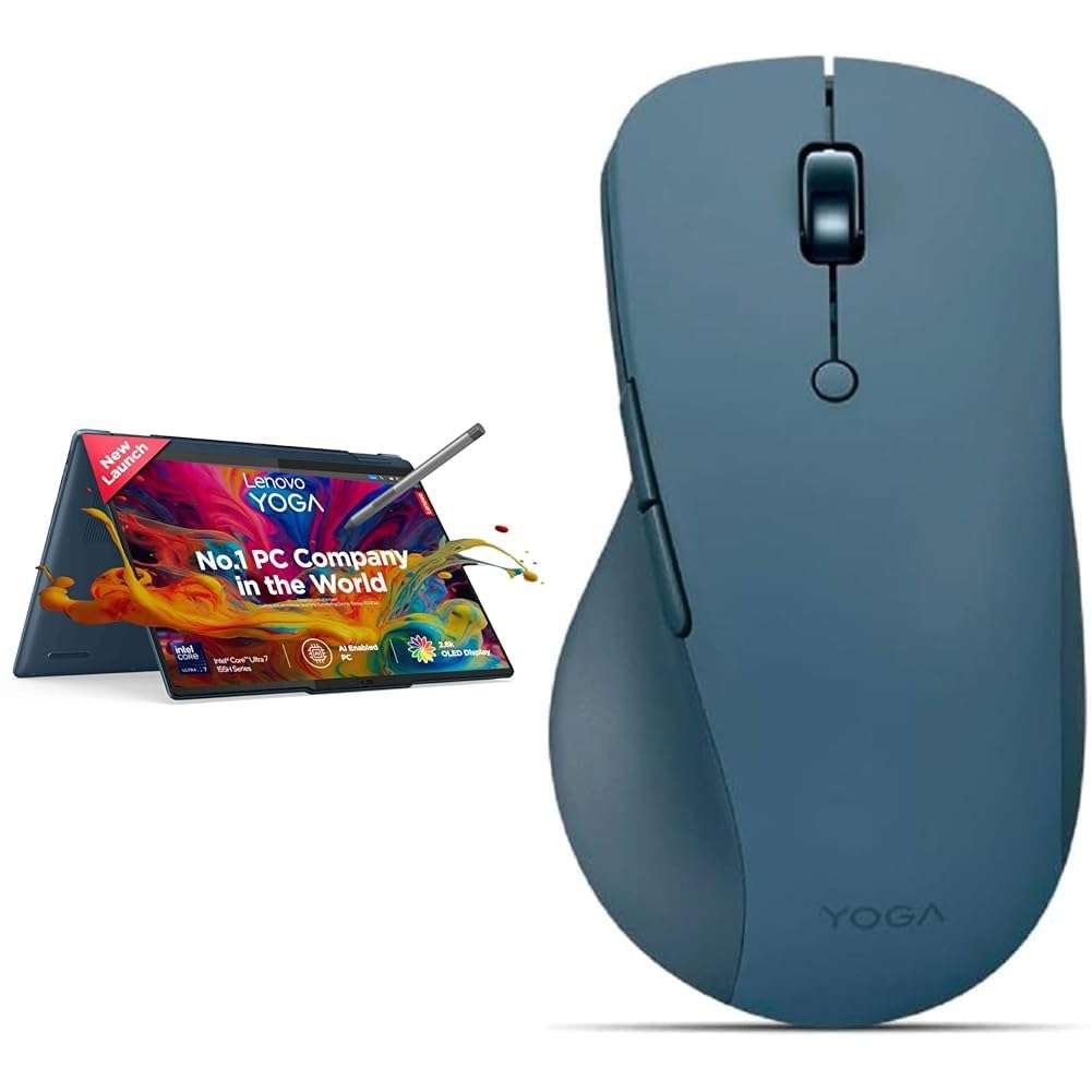 Lenovo Yoga 7 Intel Evo Core Ultra 7 155H Built-in AI 14"(35.5cm) 2.8K OLED 400Nits 2-in-1 Laptop (32GB/1TB SSD/Win 11/Office 21/Digital Pen/FDH+IR Camera/Teal/1.5Kg), 83DJ008WIN + + Yoga Pro Mouse 1