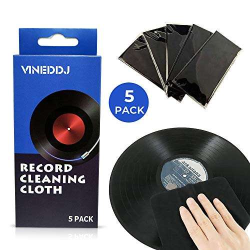 Vine ddj Record Cleaning Anti Static Cloth - 5 Pack Microfiber Towel - Cleaner for Vinyl LP- Glasses Cleaner. 2