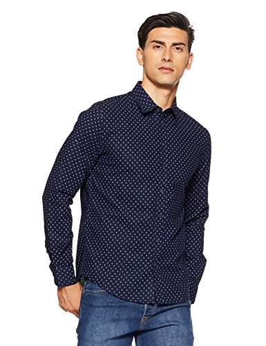 Alcott Men's Checkered Slim Fit Casual Shirt(H-212/729-6424-83DU_Navy_39) 1