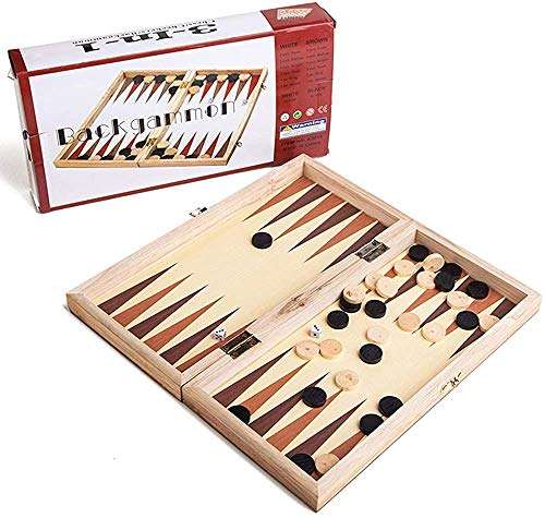 WUYAOCHUN Chess Set Board Game Folding Travel Portable Chess Set, Wooden Chess Game Backgammon Set, Portable Folding Travel Chess Board Game Gifts for Kids and Adult DG59 3