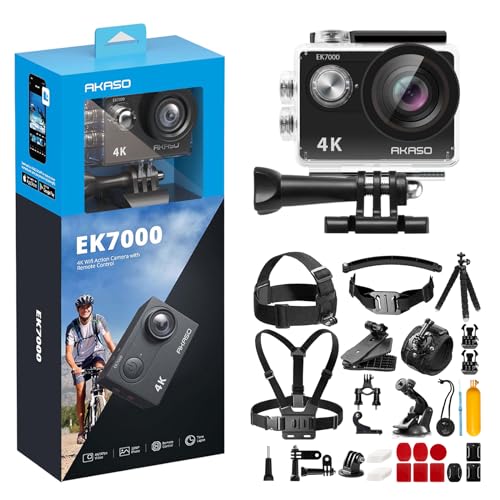 AKASO EK7000 4K30FPS 20MP Action Camera and 42 in 1 Action Camera Accessories Kit Bundle