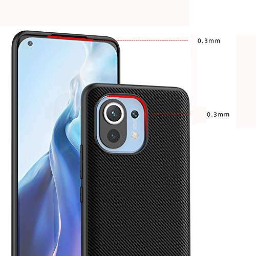 DOOTOO for for Xiaomi Mi 11 Case Luxury Carbon Fiber Leather Hybrid PC Shockproof Protection Cover Case for Xiaomi Mi 11 (Carbon Fiber Black) 6