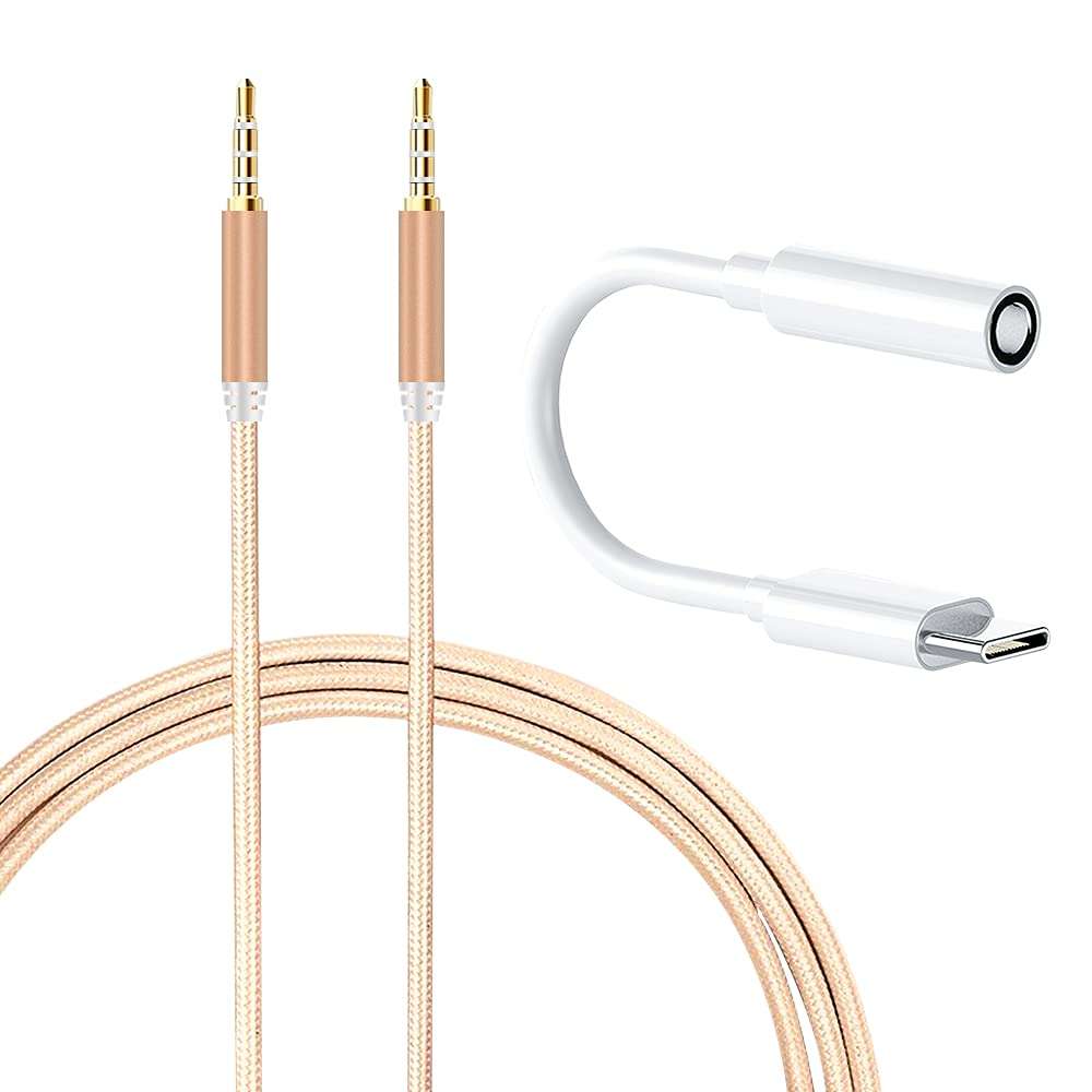 Built in DAC Chip Headphone Jack Adapter Portable Type C to 3.5mm Audio Aux Jack Cable & 3.5mm Male to Male Cable for HTC U Paly