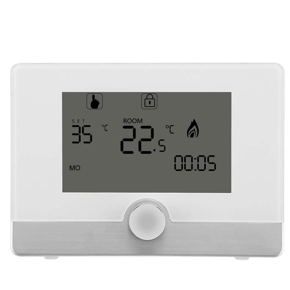 Digital Programmable Thermostat, Room Temperature Controller for The Electric Heating Equipment and Wall-Hung Boiler Heating System(White) 1