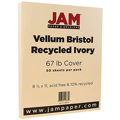 JAM Paper® Vellum Bristol Cardstock - 8.5" x 11" - 67 lb Ivory - 50/Pack 2