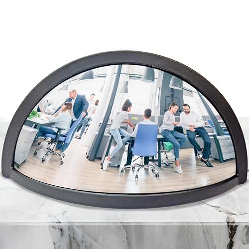 Skywin Half Concave Mirror Cubicle Decorations 8.7×2×4.4 in, Multipurpose Cubicle Mirror, Desk Mirror to See Behind You, Aesthetic Office Cubicle Accessories, Office Cubicle Decor Organizer (Black) 1