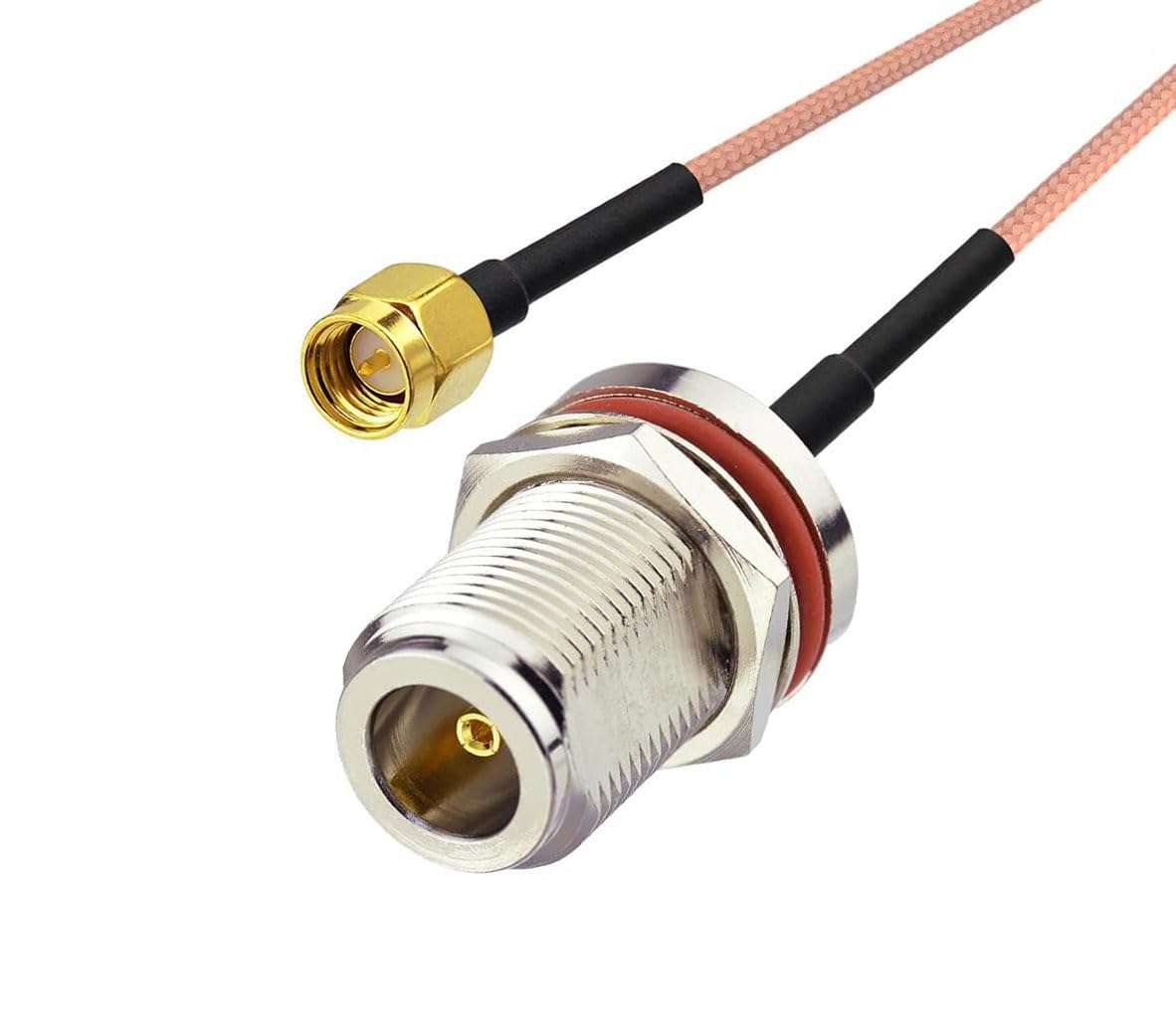 DHT Electronics RF coaxial Coax Cable Assembly SMA Male to N Female Bulkhead 6'' 2