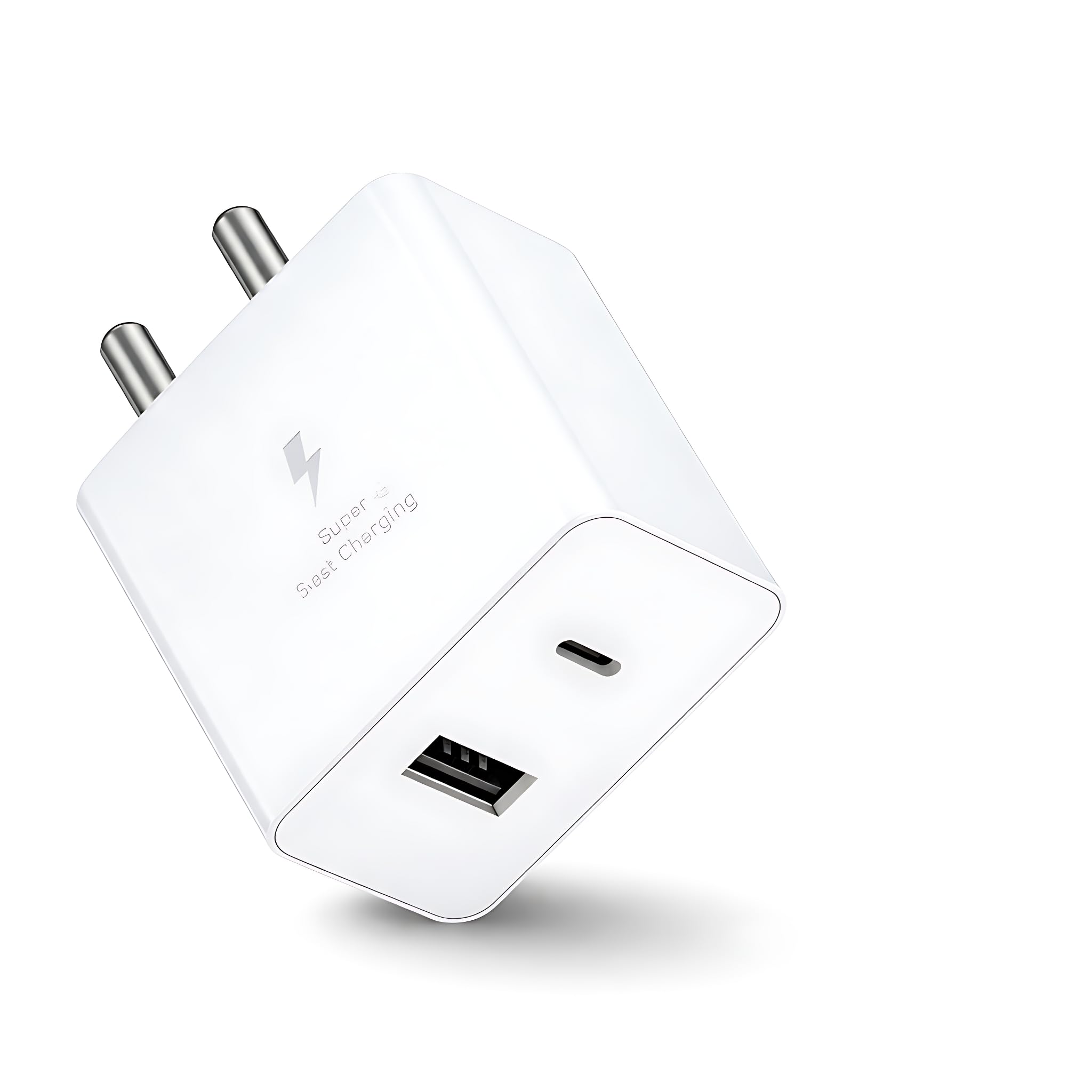45W Rapid Fast Charging Adapter with USB-C & USB-A Dual Ports, PD & Quick Charge Support for Samsung, iPhone, Nothing & Pixel,White 1