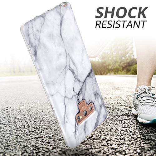 SURITCH for Samsung Galaxy Note 9 Marble Case, [Built-in Screen Protector] Natural Marble Full-Body Protection Shockproof Rugged Bumper Protective Cover for Galaxy Note 9 6.4 Inch (Black Marble) 4