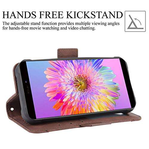 HualuBro Case for Oukitel WP5, Magnetic Full Body Protection Shockproof Flip Leather Wallet Case Cover with Card Slot Holder for Oukitel WP5 2020 Phone Case (Brown) 3