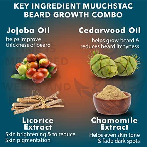 Muuchstac Men's Herbal Beard Growth Oil - 60ml & Refreshing Ocean Face Wash - Fights Acne & Pimple, Skin Whitening & Brightening - 100 ml, Sulphate & Paraben Free 3