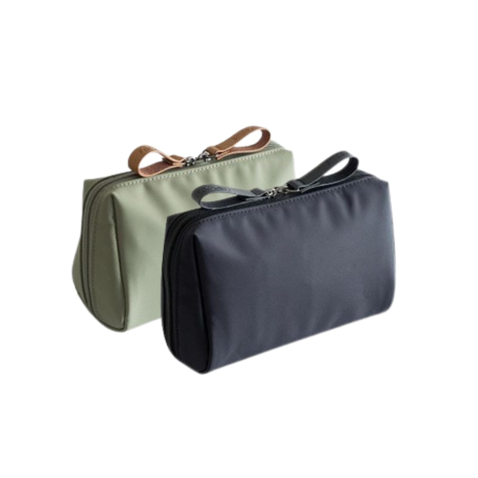 TecoKart® 2 Pack Small Makeup Pouch Set – Waterproof Travel Cosmetic Organizer, Mini Make Up Case for Women, Portable Korean Style Beauty Bag (Army Green & Black) - 16 cm x 6 cm x 9.5 cm 1