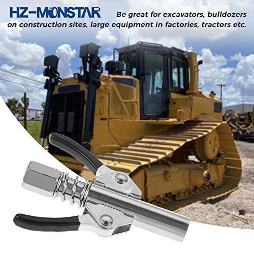 HZ-MONSTAR Grease Gun Coupler, 17000 PSI Double Handle Quick Lock Release Grease Tips Ends Couplers, Grease Gun Tip Grease Fittings Compatible with All Grease Guns 1/8" NPT Fittings Black 2
