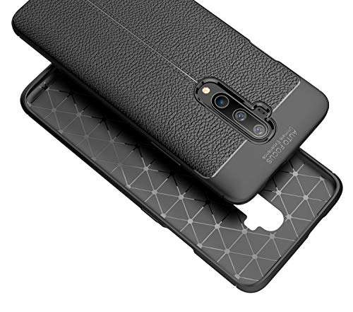 CruzerLite Compatible with OnePlus 7T Pro Case, Leather Texture Design Cover Anti-Scratch Shock Absorption Case for OnePlus 7T Pro (Black) 3