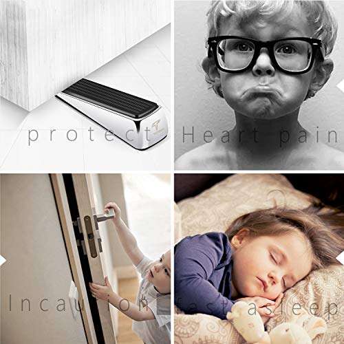 Techway Door Stopper Rubber Door Wedge 5.5 Ounces Stainless Steel and Rubber Heavy Duty Non-Scratching and Anti-Slip Doorstop 5