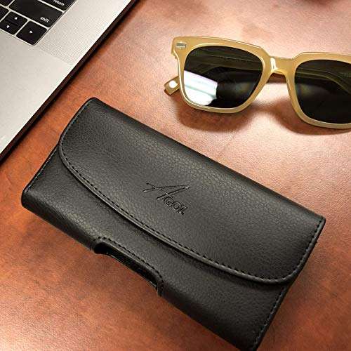 AGOZ Cell Phone Case for Cricket Icon 3, Cricket Dream 5G, Cricket Ovation 2, Cricket Ovation, ATT Radiant Max, Premium Leather Pouch Holster with Belt Clip and Belt Loops (to FIT with A Cover) 6