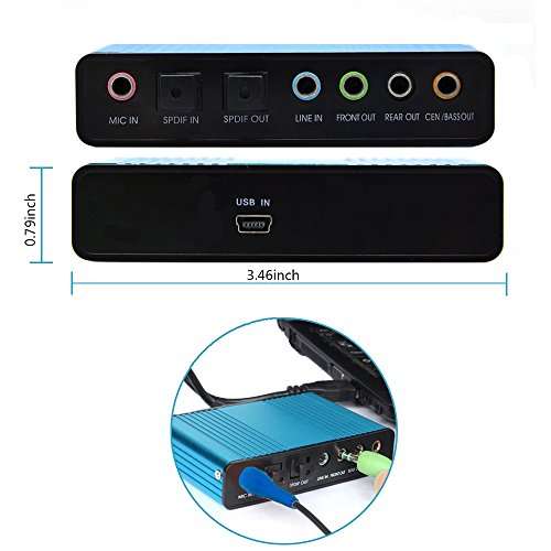 Sound Card,Ebetter USB 2.0 External Sound Card 6 Channel 5.1 Surround Adapter Audio S/PDIF f Optical Audio Sound Card Adapter for PC Laptop Recording Compatible 4