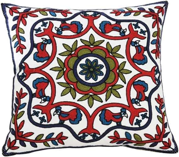 FIDROX Comfortable Soft Big Embroidery Cushion Cover Case Pillowcases Decorative Square Throw Pillow Case Protectors for Home Decorating Bedroom Living Room Pack of 1 1