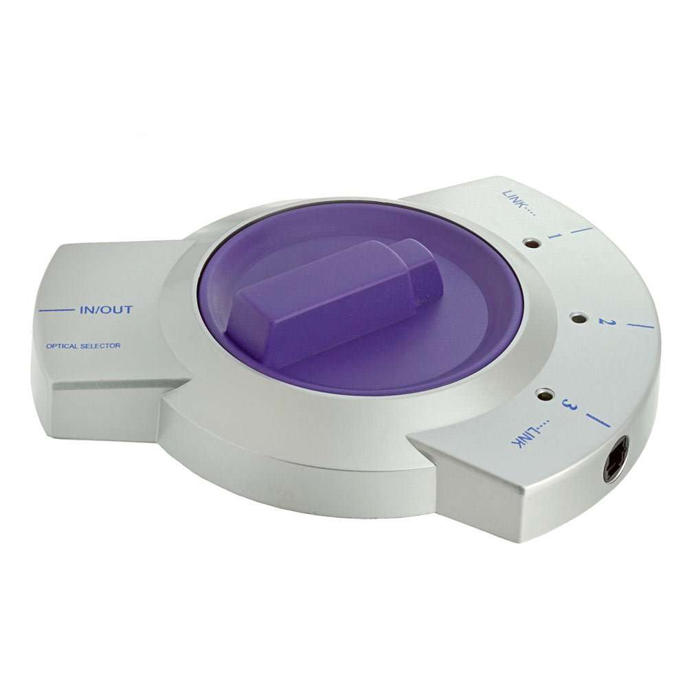 Cmple - Optical Toslink Jack to 3X Toslink Jacks 3-Way Bi-Directional Selector, Female to 3X Female Toslink Connector for Video Game Consoles - Silver/Purple 1