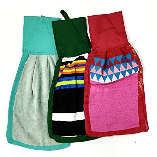 KokoPoko India Hanging Cotton Washbasin Napkin/Hand Towel for Kitchen Basin and Bathroom,Hand Towel for Wash Basin (Pack of 3) (Multi-Color) 1