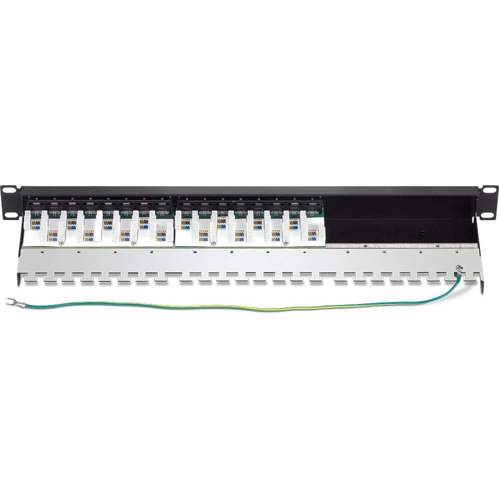 TRENDnet 16-Port Cat6A Shielded Patch Panel, 1U 19" Metal Housing, 10G Ready, Cat5e,Cat6,Cat6A Compatible, Cable Management, Color-Coded Labeling for T568A and T568B Wiring, Black, TC-P16C6AS 3