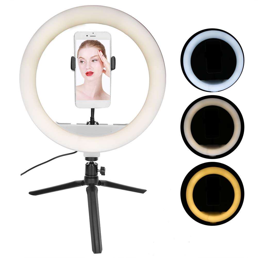 Selfie Ring Light, LED Circle Lights with Stand Tripod, Adjustable LED Light for Live Stream, Makeup, Video Photography, Dimmable Camera Fill Light with 3 Light Modes 1