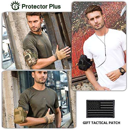 Protector Plus Tactical Running Cell Phone Armband Case Holster Bag EDC Utility Gadget Gear Medical Pack Tool Pocket Purse (Patch Included), Army Green 4