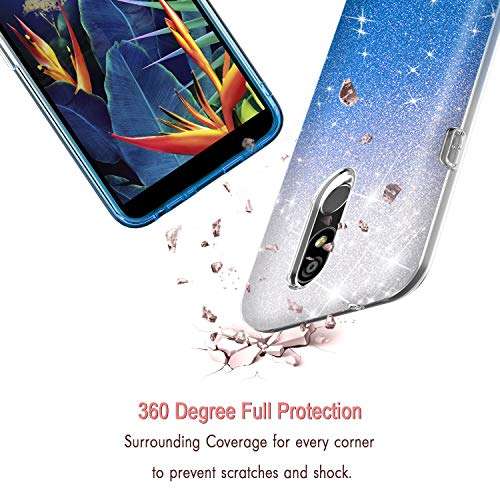 Compatible With LG K40 Case,K12 Plus/X4 2019/LMX420 Phone Case w/HD Screen Protector,Gradient Floating Glitter Liquid Quicksand TPU Bumper Cushion Shockproof Phone Protective Cover for Girls Women 4