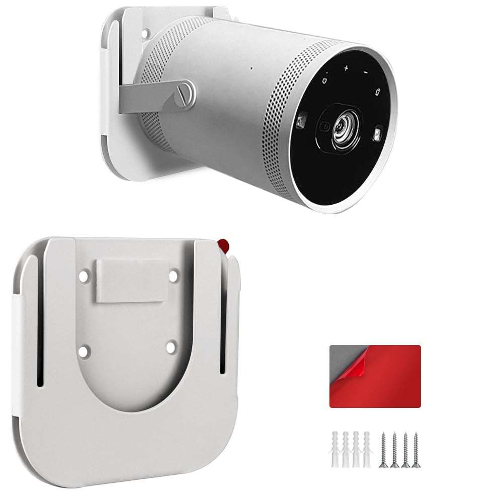 Chanvoo Drill Free Wall Mount Compatible with Samsung Freestyle Projector Ceiling Mount, Freestyle 2 Accessories Steel Wall Mount Shelf (White) 1