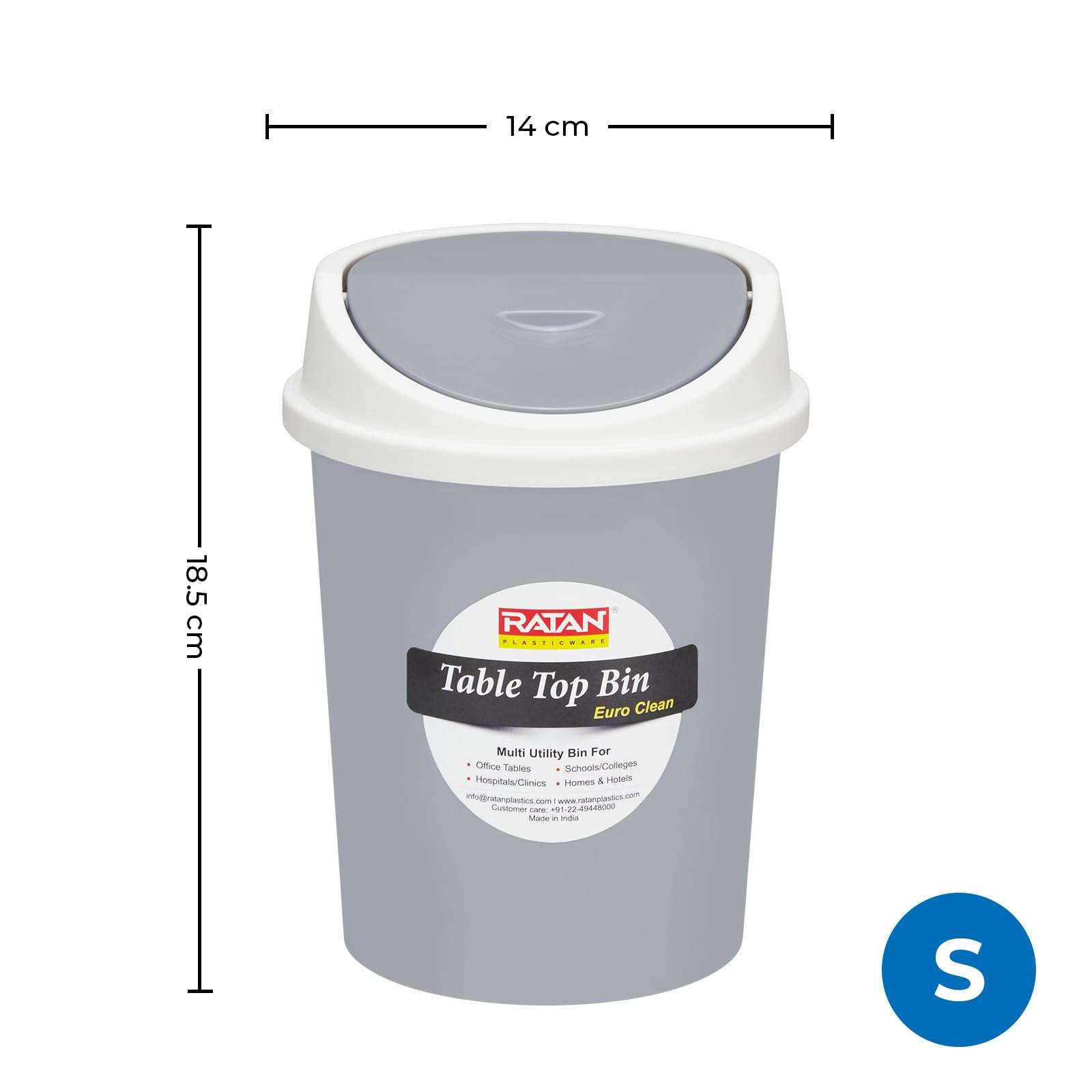 RATAN PLASTICWARE Euro Clean Table Top Small Mini Dustbin with Lid for Study Table, Desk, Kitchen Sink, Car, Kids Room Compact and Stylish Waste Storage Garbage Bin 2 Litre HD Green 3