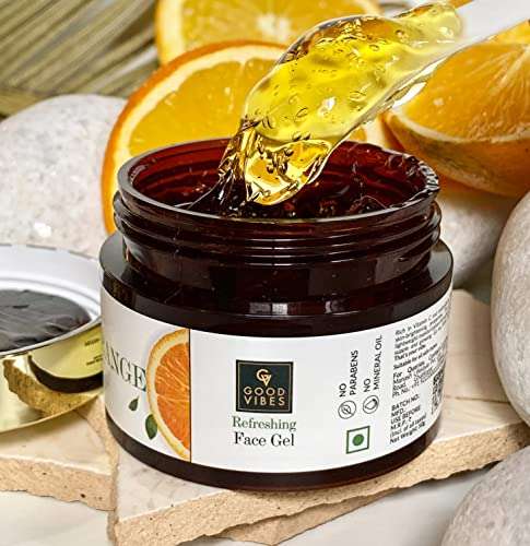 Good Vibes Orange Refreshing Face Gel 100 g, Skin Brightening Hydrating Non Greasy Moisturizing Light Weight Nourishing Formula for All Skin Types, Natural, No Parabens & Sulphates, No Animal Testing 6