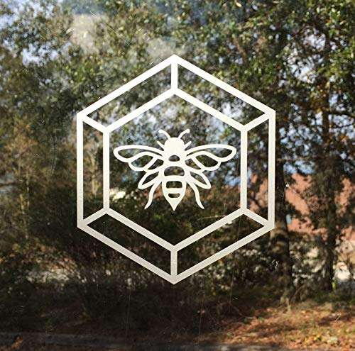 Sliding Glass Door Stickers - Glass Sticker Decals for Windows and Glass Doors - 3 Frost Vinyl Window Stickers - Bird Window Decals by Glass Alert (Bee) 2