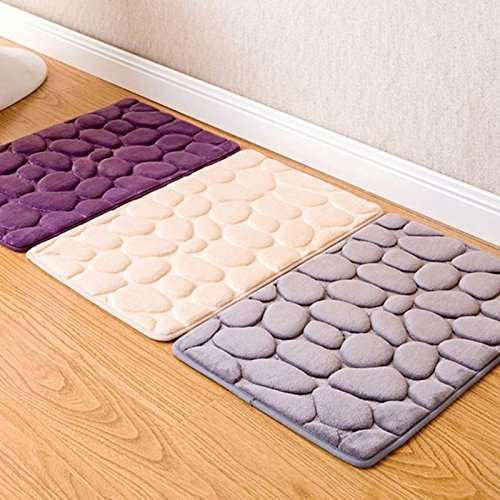 WorldCare® Flower Grey : Bathroom Rebound Carpet Comfortable Doormat Kitchen Toilet Floor Absorbent Flannel Bathmat Soft Bath Rug Decor Pebble Flower 1