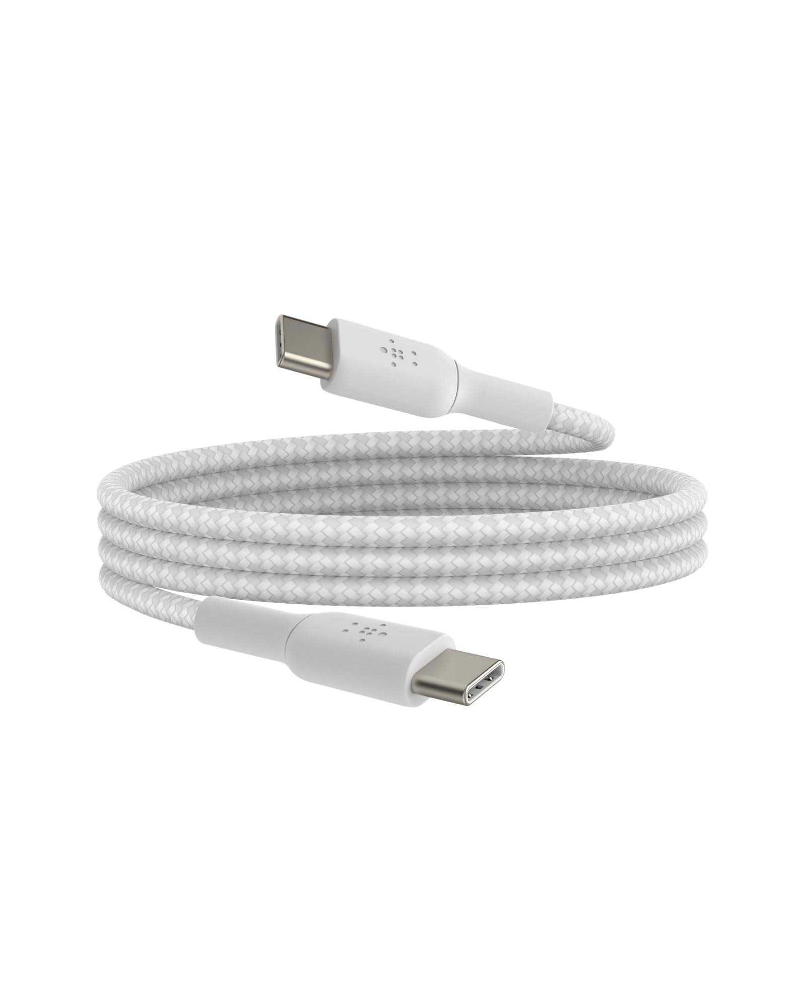 Belkin USB-C to USB-C Braided 3.3 Feet (1 Meter) Fast charging Type C Cable, for iPhone 15 Series and other USB-C Devices, Tough and Durable, 60W PD, USB-IF Certified - White 1