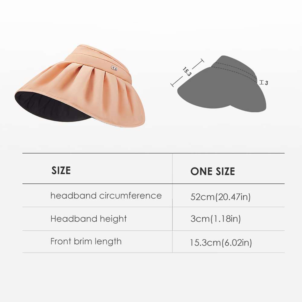 Sun Visor Hat for Women Wide Brim Foldable UPF 50+ UV Protection Beach Cap Roll Up Packable Ponytail Shell Hats SLH3M433D Black&Orange 6
