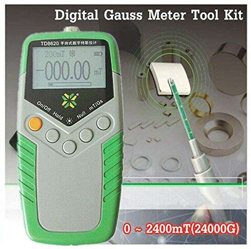TD8620 Digital Gauss Meter Handheld Digital Tester Meter mT/Gs Magnetic Flux Met High Precision Gaussmeter Fluxmeter Surface Magnetic Field Tester with Probe 0-2400mT 2