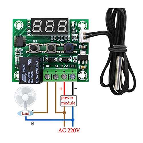 Stayhome 1pcs XH-W1209 DC 5V 12V 24V LED Digital Thermostat Temperature Control Thermometer Thermo Controller Switch Module with NTC Sensor 6