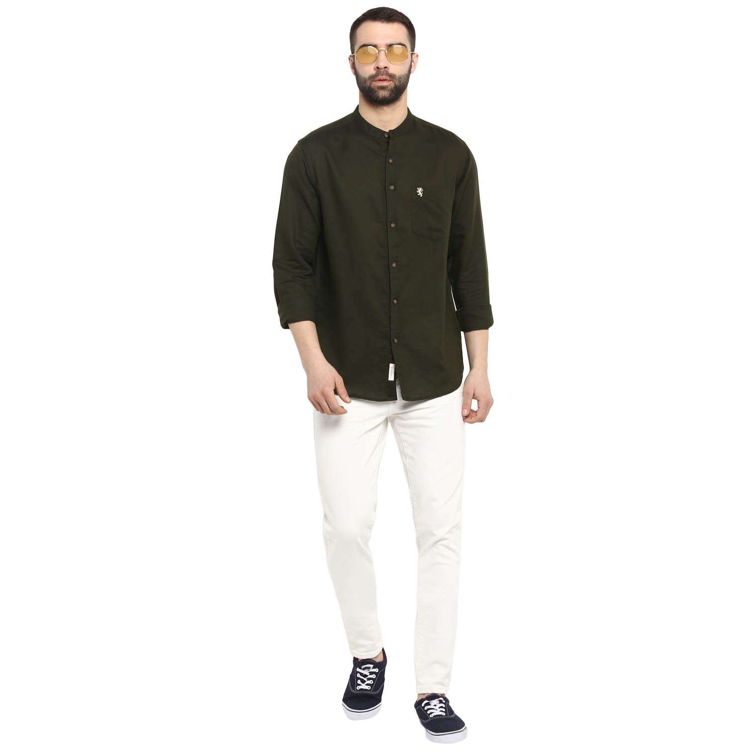 Red Tape Men's Solid Regular fit Casual Shirt (RFS0046_Olive_Large L) 5