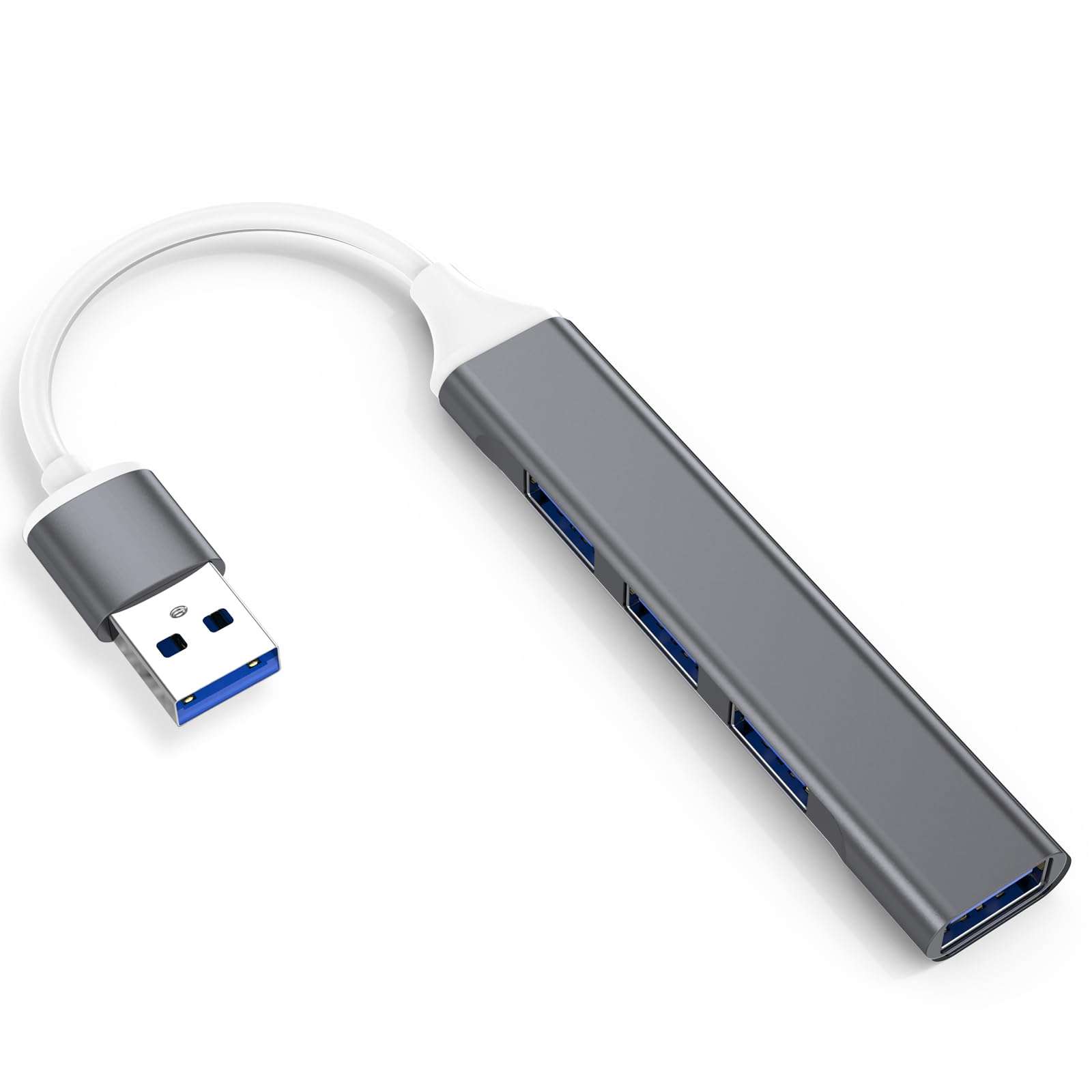 juapyes Mini USB Hub Extensions, 4 Port USB 3.0 Expander, USB 2.0 Hub, 4 in 1 USB Splitter, Ultra Slim Portable Data Applicable for Laptop, iPad Pro, MacBook, Mac, Notebook PC Grey 1