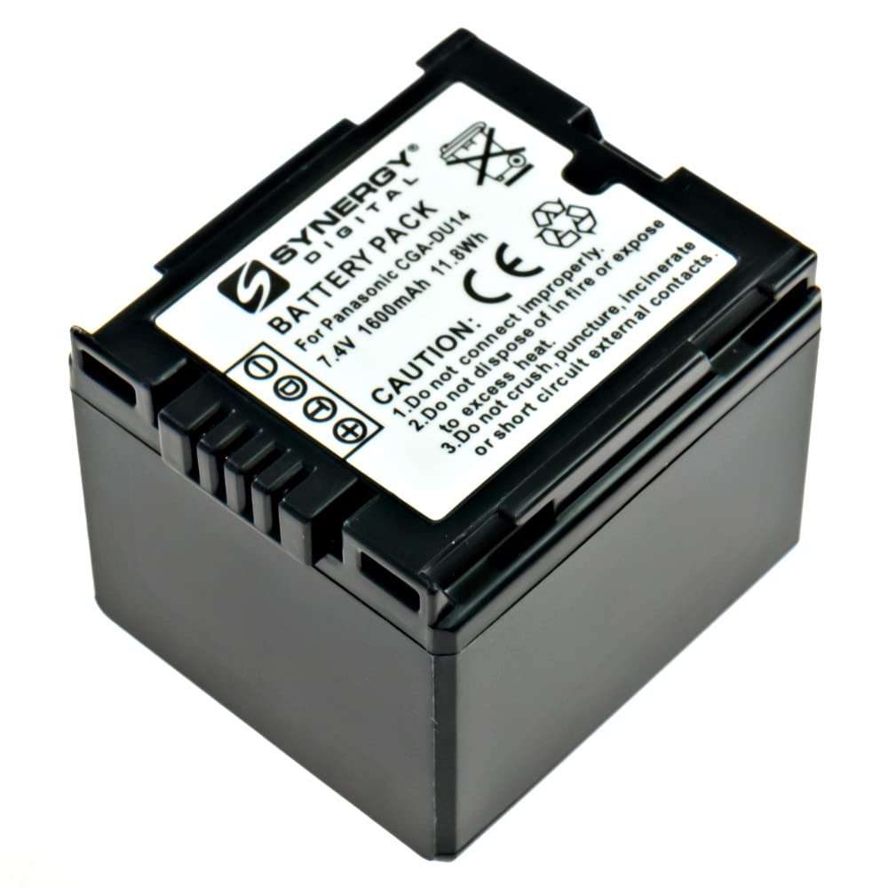 Synergy Digital Camcorder Battery, Works with Panasonic SDR-H18 Camcorder, (li-ion, 7.4V, 1600 mAh) Ultra Hi-Capacity, Compatible with Panasonic CGA-DU14U Battery