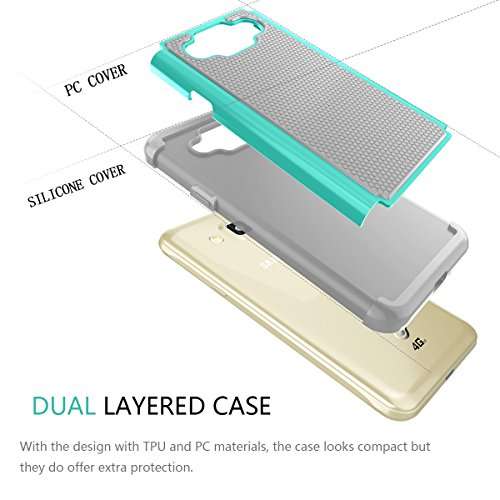 TILL for Galaxy J3 2016 / J3 Sky Case, TILL [Turquoise] [Shock Absorption] Dual Layer Hybrid Rugged Defender Soft Rubber & Hard Plastic Protective Grip Cute Case Cover for Amp Prime/Express Prime 4