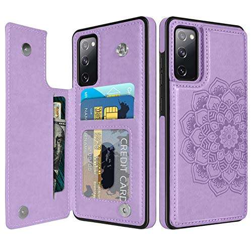 BENTOBEN Galaxy S20 FE Case,Phone Case Samsung S20 FE 5G,Slim Fit PU Leather Heavy Duty Rugged Shockproof Hybrid Hard PC Bumper Shockproof Protective Card Slot Cash Holder Girls Women Cover, Purple 1