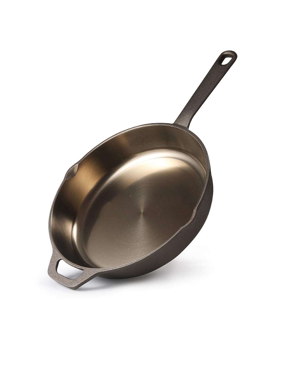 BLACK+DECKER 10.25" Cast Iron Skillet, Pre-Seasoned Frying Pan with Bronze Finish, Polished Interior, Cast Iron Pan Works on All Cooktops Including Induction, Oven & Grill Safe, BDK201BR, Bronze 1