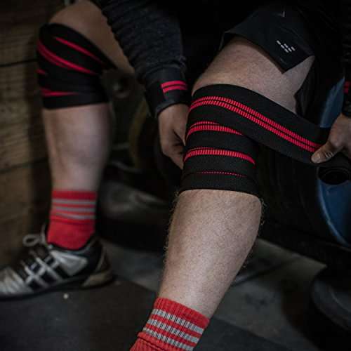 Harbinger Red Line 78-Inch Knee Wraps for Weightlifting (Pair) , Black 3