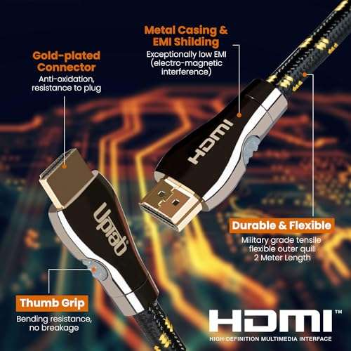 Certified HDMI Cable 6FT (HDMI 2.1 10K 8K) Ultra High Speed HDMI HDR 48Gbps eARC VRR Dolby Atmos Vision for PS5 Xbox Series X RTX 4090 Apple TV 4K Roku Fire Sony LG (6.5FT/2M) 3