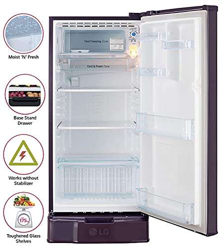 LG 188 L 3 Star Inverter Direct-Cool Single Door Refrigerator (GL-D191KPDX, Purple Dazzle, Base Stand with Drawer) 2