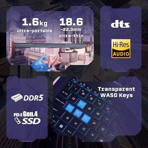 MSI Cyborg 14, Intel 13th Gen. i5-13420H, 36CM FHD+ 144Hz Gaming Laptop(16GB/512GB NVMe SSD/Windows 11 Home/MSO 2021/Nvidia GeForce RTX2050, 4GB GDDR6/Translucent Black/1.6Kg), A13UCX-205IN 3