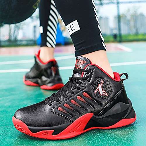 asdfgh Autumn Basketball Men's Shoes 2021 New Sports Shoes Men's Shoes Running Shoes (10,Black-red) 3